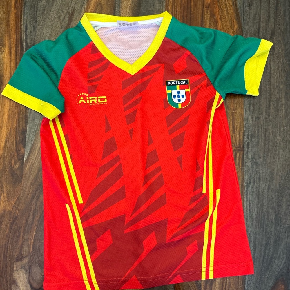 Ronaldo Kids Portugal Soccer Jersey - Red, Green, and Yellow
